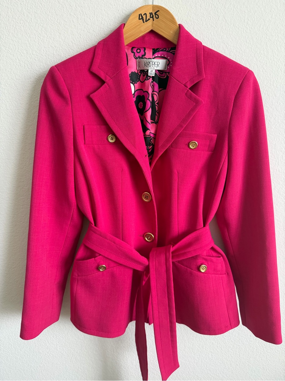 Kasper Women's Bright Fuchsia Belted Blazer Jacket